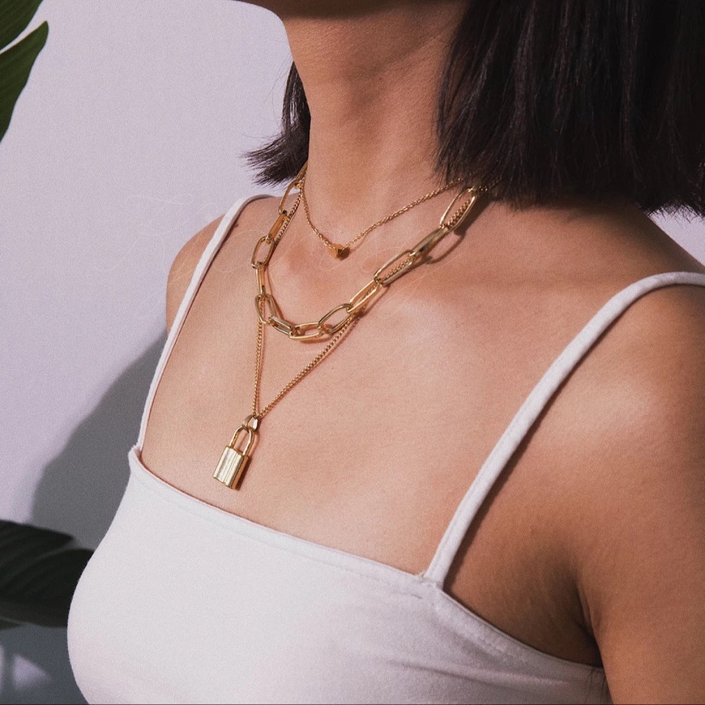 Bohemian Multi Layer Lock Necklace - Picture 3 of 6